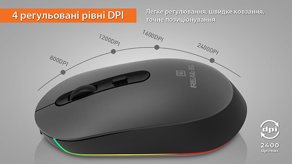 Фото - Мышь беспроводная REAL-EL RM-470W Dark Gray (EL123200049)