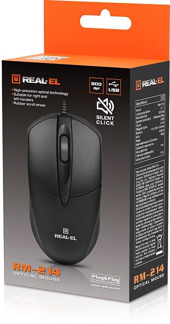 Фото - Миша дротова REAL-EL RM-214 Black (EL123200039)