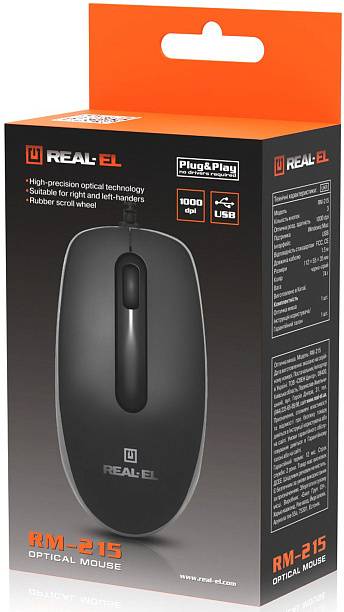 Фото - Миша дротова REAL-EL RM-215 Black (EL123200037)