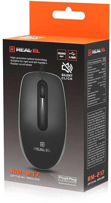 Фото - Мышь проводная REAL-EL RM-217 Black (EL123200038)