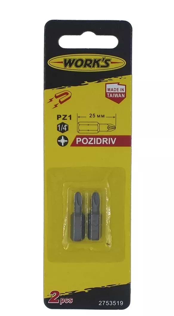 Набір біт для викрутки Works PZ1x25 2 шт. (2753519)