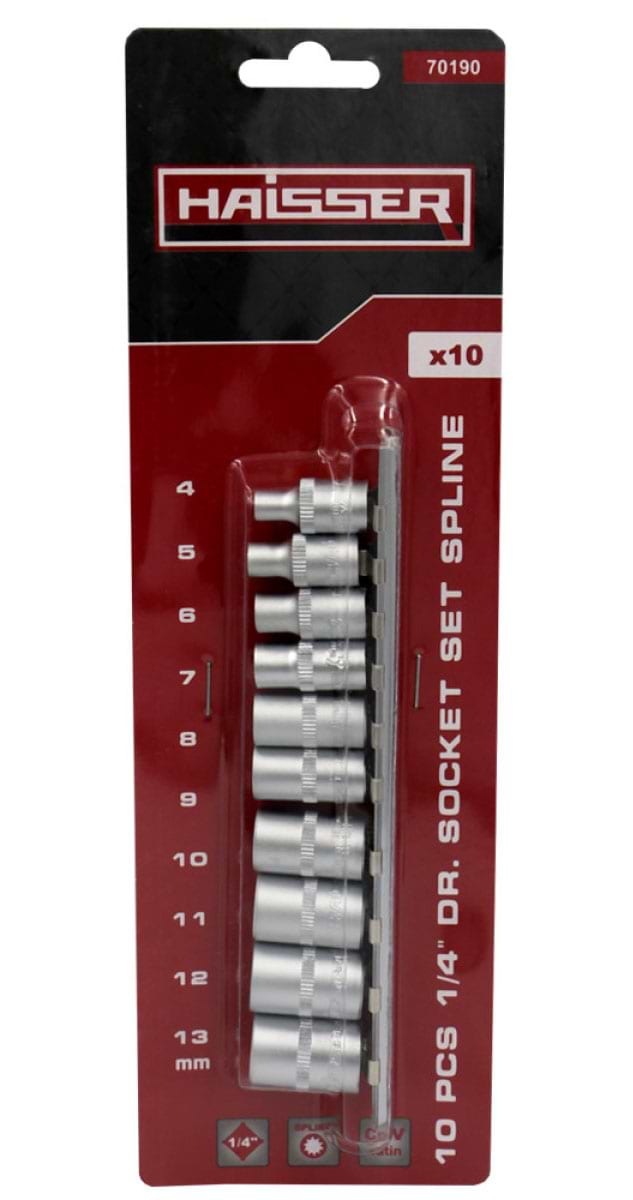 Набір торцевих голівок Haisser 1/4" 4-13 мм 10 шт. (70190)