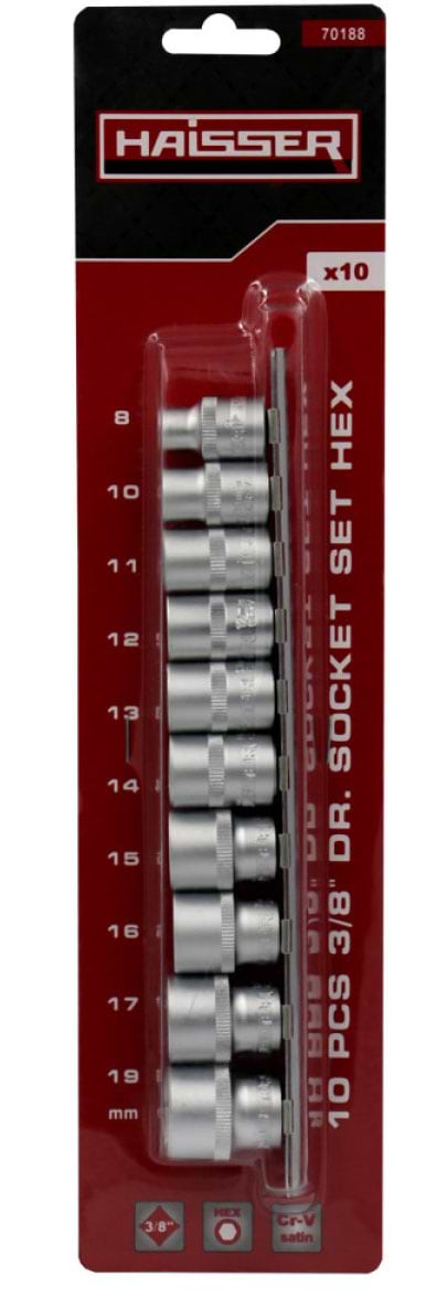Набір торцевих голівок Haisser шестигранних 3/8" 8-19 мм 10 шт. (70188)