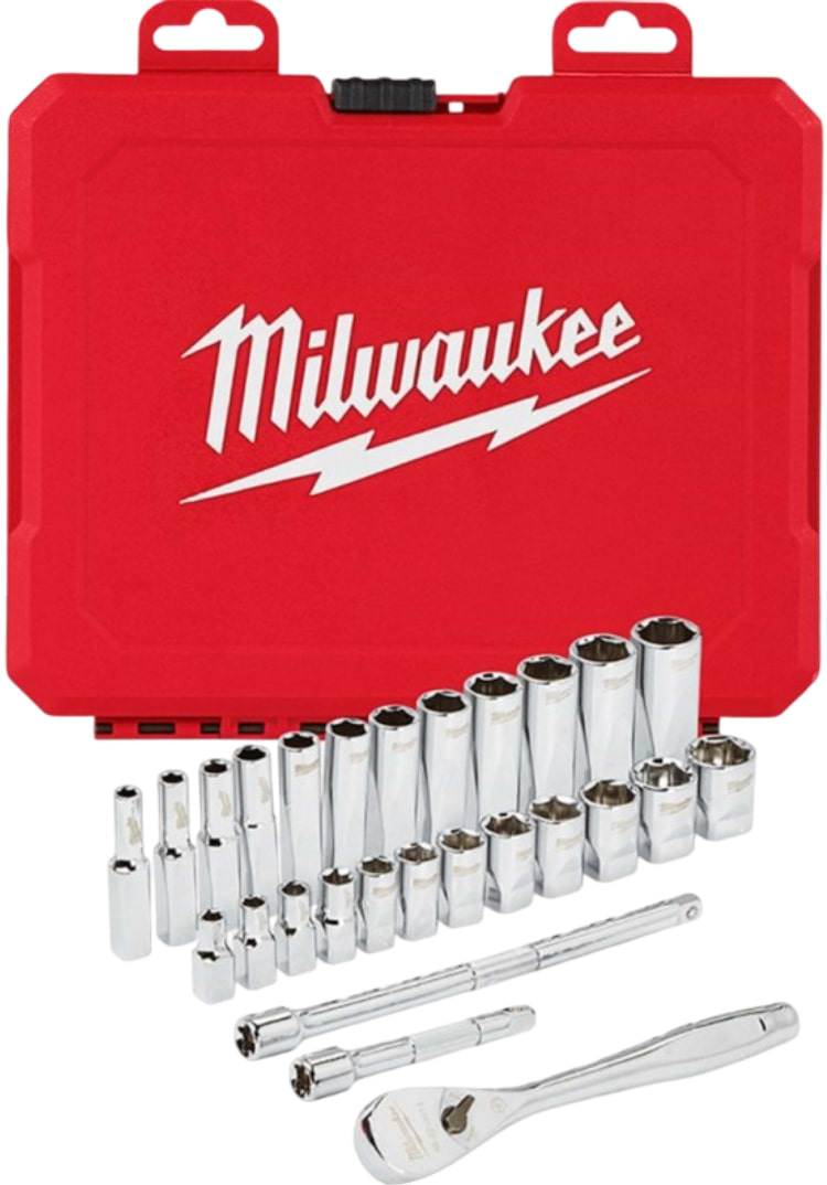 Набор торцевых головок Milwaukee 1/4'' с трещоткой и 2 удлинителями 28 шт. (48229504)