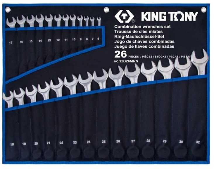 Набір комбінованих ключів KING TONY 6-32 мм 26 шт (12D26MRN)
