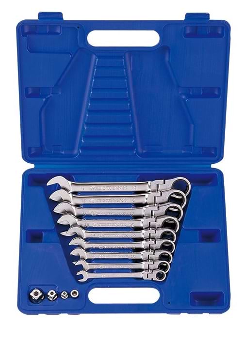 Набір комбінованих ключів KING TONY з тріскачкою та шарніром 8-19 мм 9 шт. (13013MR)