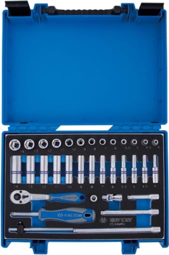 Набір торцевих голівок KING TONY 1/4" 34 шт. (2534MRV)