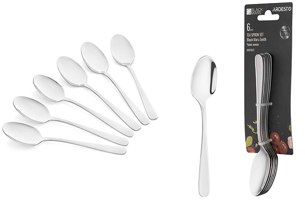 Фото - Набір чайних ложок Ardesto Black Mars Zenith 6 пр. (AR0706ZT)