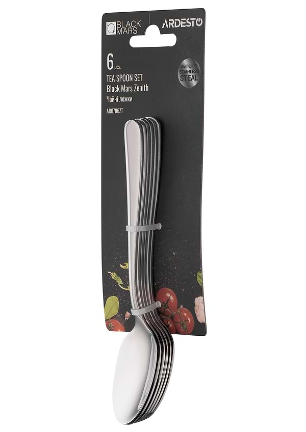 Фото - Набір чайних ложок Ardesto Black Mars Zenith 6 пр. (AR0706ZT)