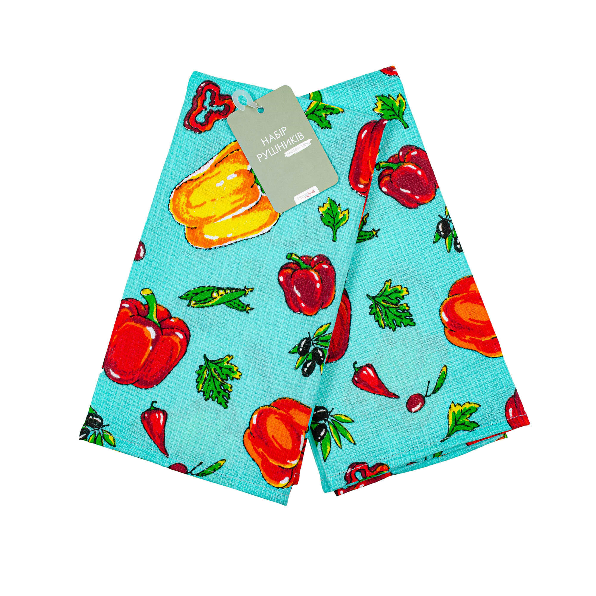 Набір рушників Home Line вафельні Щ150 Перці бірюзові 2 шт. 45Х60 (173473) - Фото 1