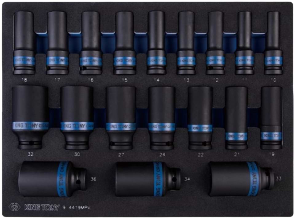 Набор торцевых головок KING TONY 1/2" 19 шт. (9-4419MPV)