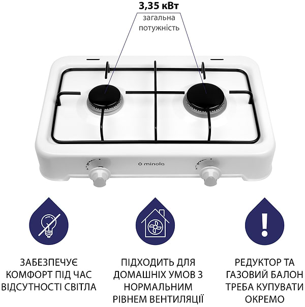 Фото - Плита газовая настольная Minola TGH 200 WH