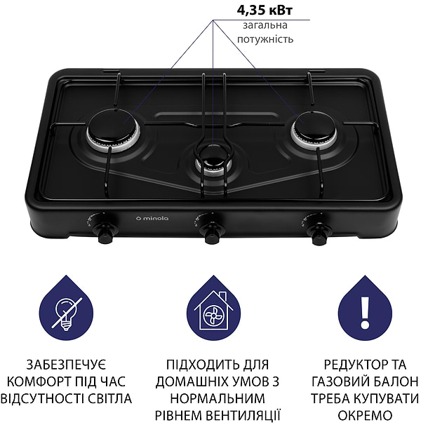 Фото - Плита газова настільна Minola TGH 300 BL