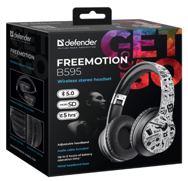 Фото - Навушники повнорозмірні бездротові Defender FreeMotion B595 (63596)