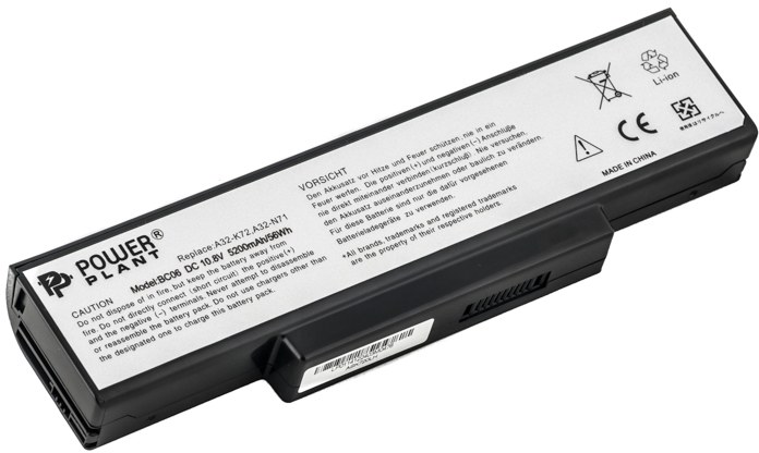 Фото - Аккумулятор для ноутбука PowerPlant ASUS A72, A73 (A32-K72 AS-K72-6) 10.8V 5200mAh (NB00000016)