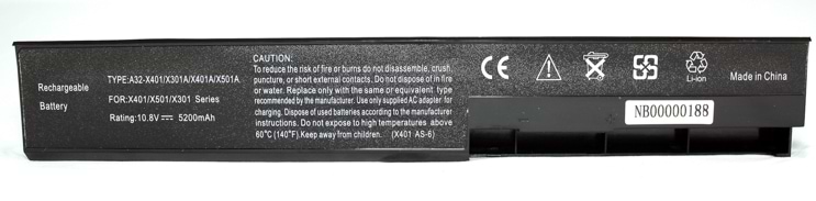 Аккумулятор для ноутбука PowerPlant ASUS X401 (A32-X401) 10.8V 5200mAh (NB00000188)
