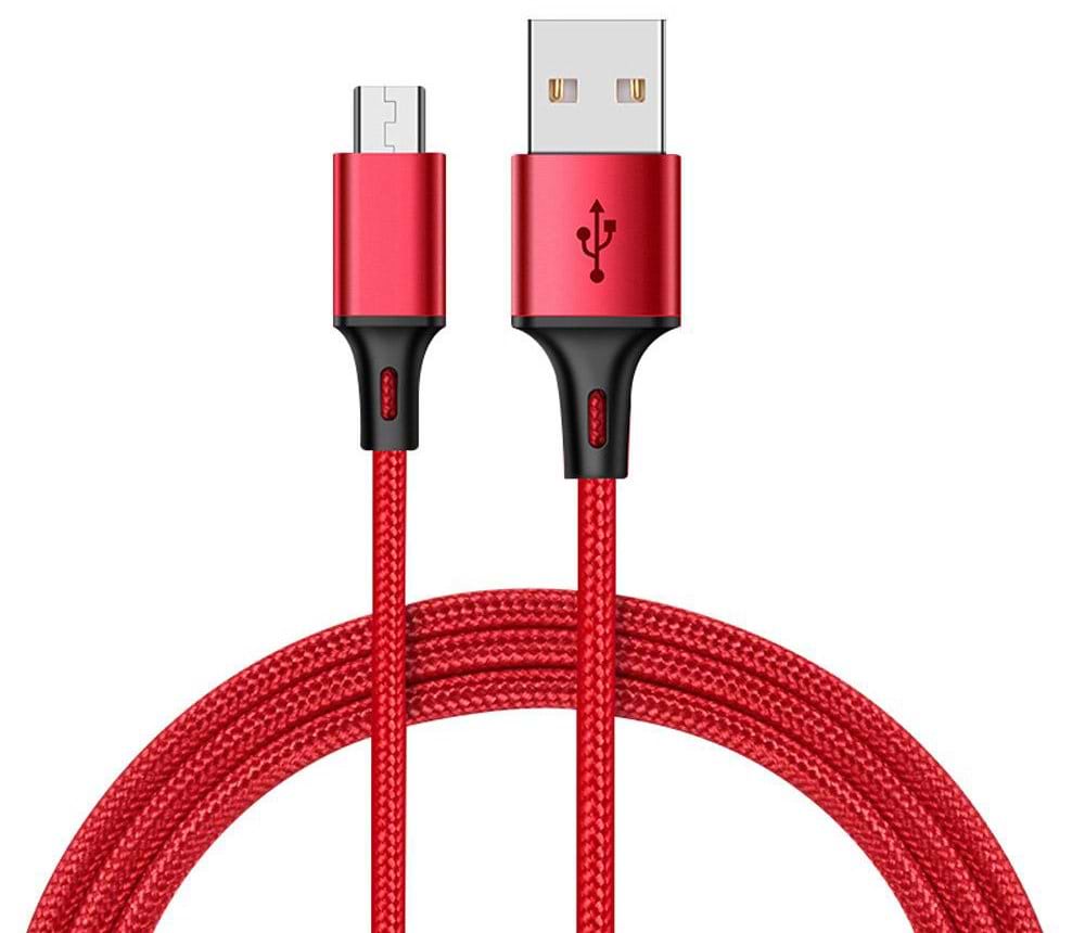 Кабель синхронізації даних XO microUSB NB143 Braided 2.4A/1m Red (NB143-M1-RD)