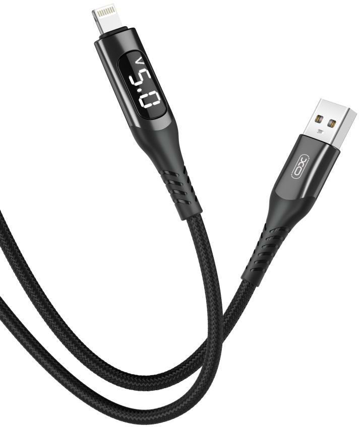 Кабель синхронізації даних XO lightning NB162 LED 2.4A/1m Black (NB162-L-1-BK)