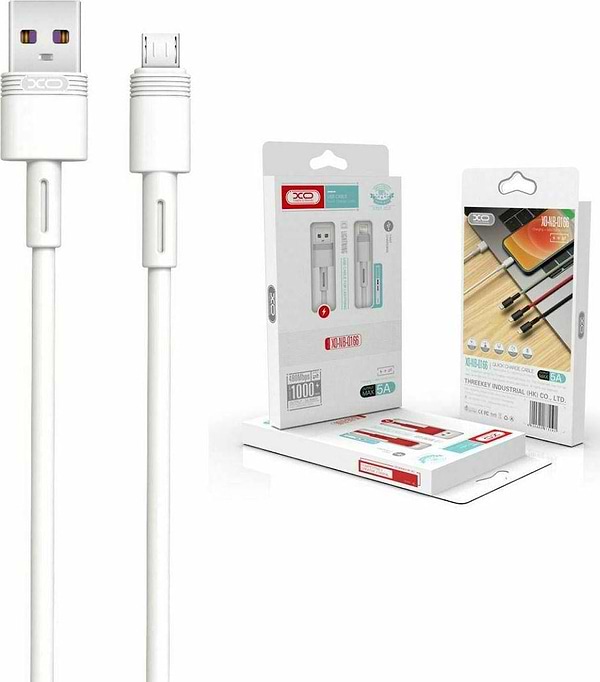Фото - Кабель синхронізації даних XO microUSB NBQ166 5A/1m White (NB166-M-1-WH)