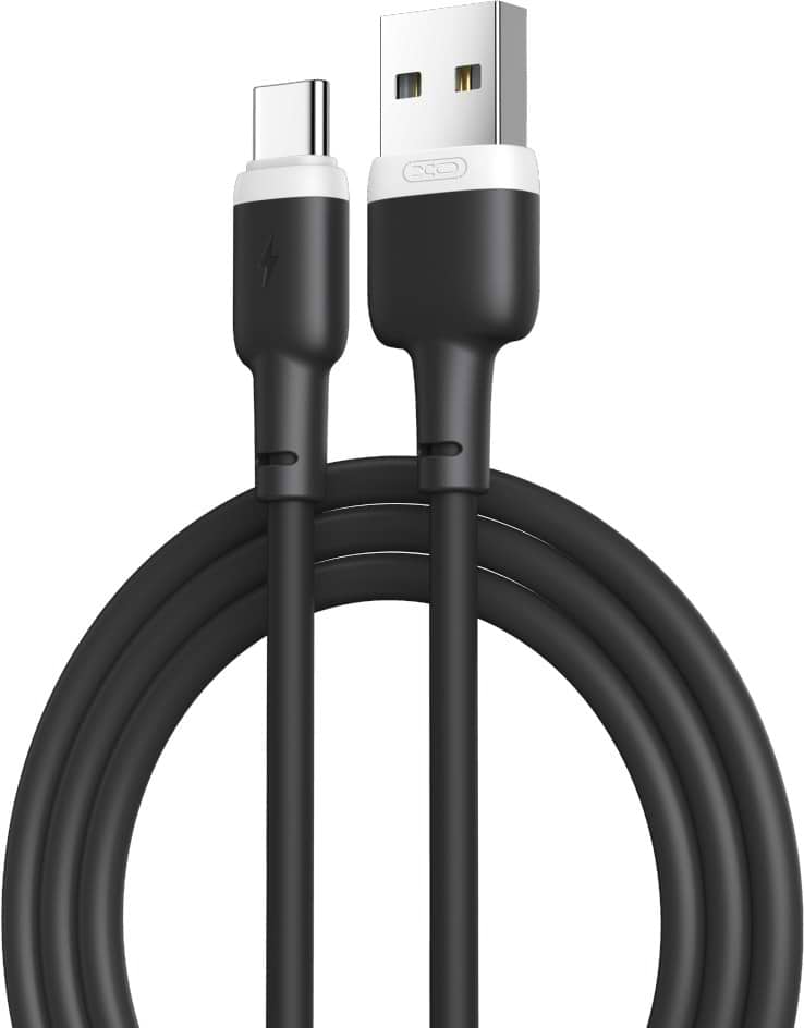 Кабель синхронізації даних XO Type-C NB208 Liquid Silicone 2.1A/1m Black (NB208-TC-1-BK) - Фото 1