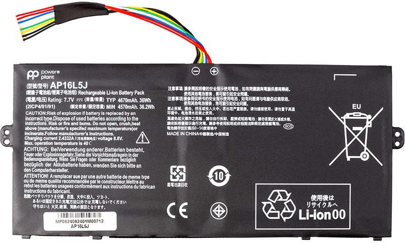 Акумулятор для ноутбука PowerPlant ACER Switch 3 SW312-31P (AP16L5J) 7.7V 4670mAh (NB410781) - Фото 1