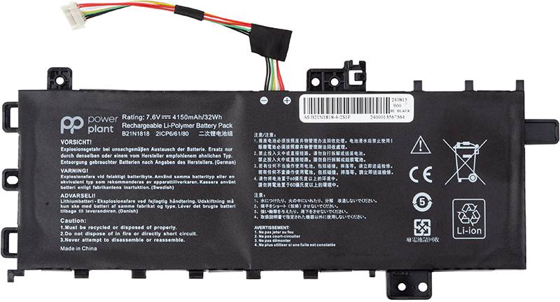 Фото - Акумулятор для ноутбука PowerPlant ASUS VivoBook 14 (C21n1818-1) 7.6V 4150mAh (NB431946)