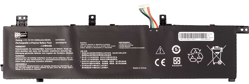 Акумулятор для ноутбука PowerPlant ASUS VivoBook S14 (C31N1843) 11.1V 3200mAh (NB432035)