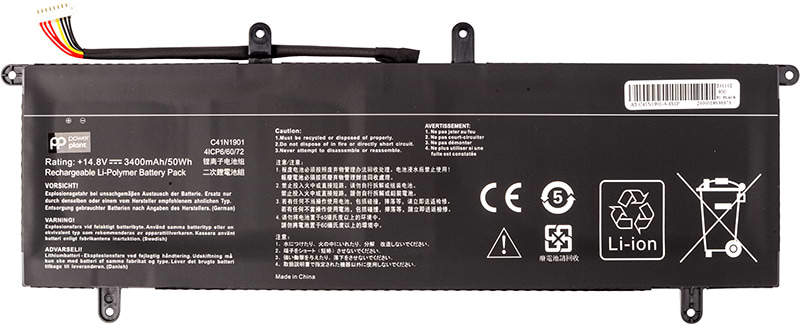 Акумулятор для ноутбука PowerPlant ASUS ZenBook Duo UX481 (C41N1901) 14.8V 3400mAh (NB432059)
