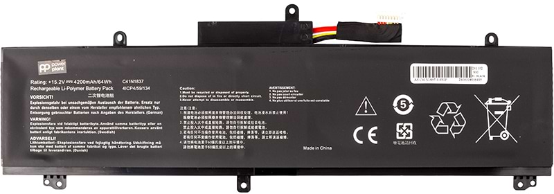 Аккумулятор для ноутбука PowerPlant ASUS Rog Zephyrus GA502D (C41N1837) 15.2V 4200mAh (NB432073)