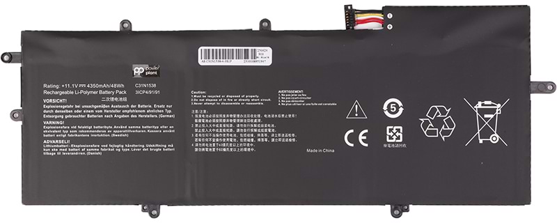 Аккумулятор для ноутбука PowerPlant ASUS ZenBook Q324UA (C31N1538) 11.1V 4350mAh (NB432387)