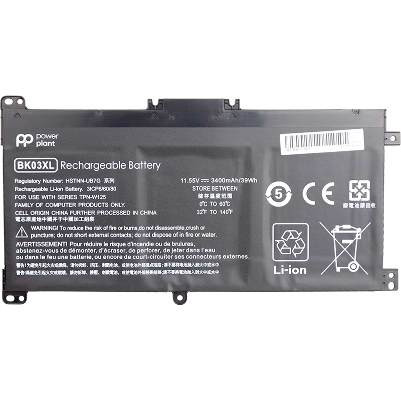 Акумулятор для ноутбука PowerPlant HP Pavilion X360 14-BA (BK03XL, HSTNN-LB7S) 11.55V 3400mAh (NB461493) - Фото 1
