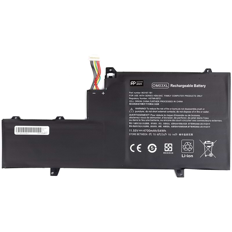 Аккумулятор для ноутбука PowerPlant HP EliteBook X360 (OM03XL) 11.55V 4700mAh (NB461653)