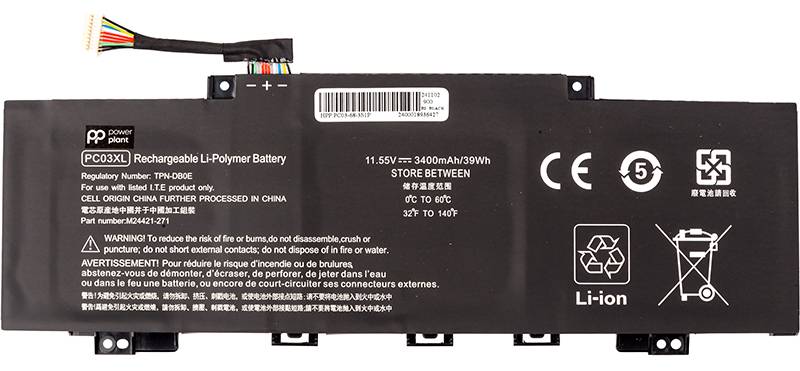 Аккумулятор для ноутбука PowerPlant HP Pavilion X360 14 Series (PC03) 11.55V 3400mAh (NB462346)