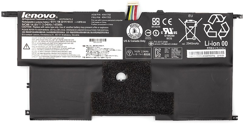 Аккумулятор для ноутбука PowerPlant LENOVO ThinkPad X1 Carbon 14 2nd (45N1700) 14.8V 45Wh (NB480678)