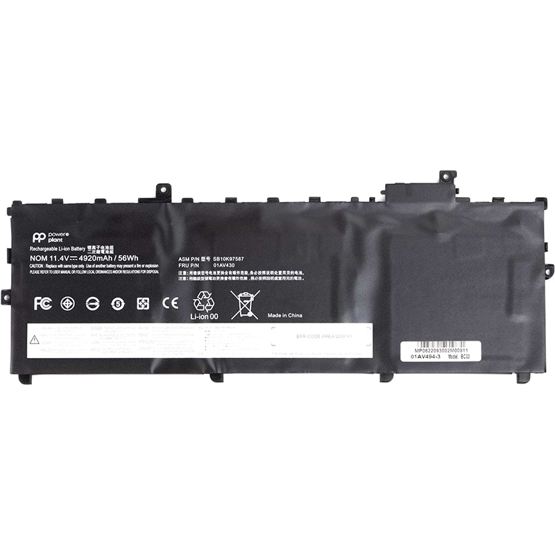 Аккумулятор для ноутбука PowerPlant LENOVO ThinkPad X1 Carbon 5th Gen (2017) (01AV430) 11.4V 4920mAh (NB481644)