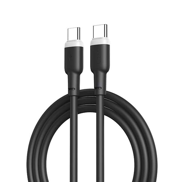 Фото - Кабель синхронизации данных XO PD Type-C to Type-C NBQ208B Liquid Silicone 60W 1m Black (NBQ208B-TC-1-BK)