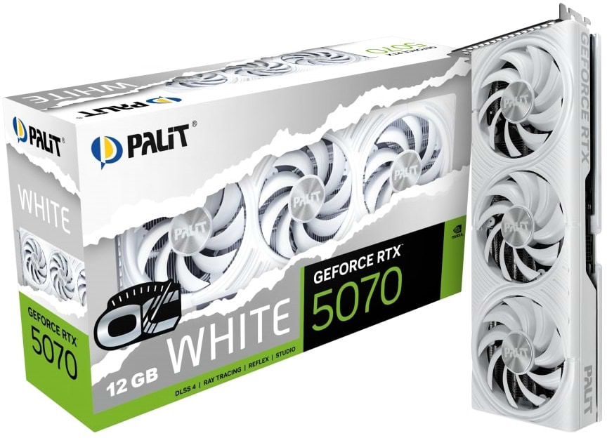 Видеокарта Palit GF RTX 5070 12GB GDDR7 White OC (NE75070U19K9-GB2050W)
