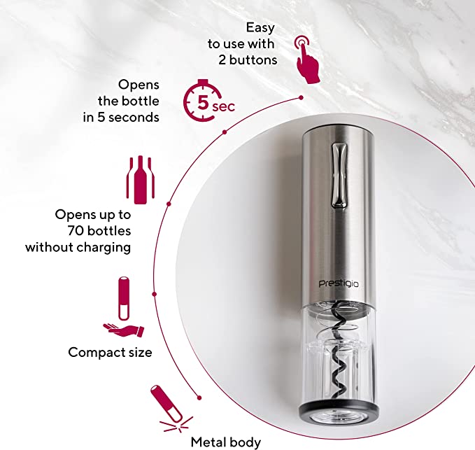 Фото - Штопор Prestigio Nemi Smart Wine Opener Silver (PWO103SL_EN)