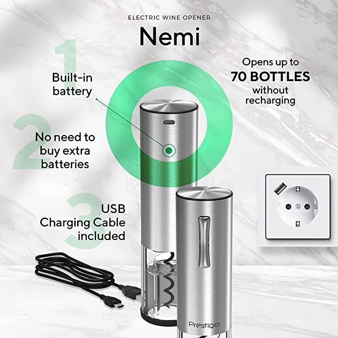 Фото - Штопор Prestigio Nemi Smart Wine Opener Silver (PWO103SL_EN)