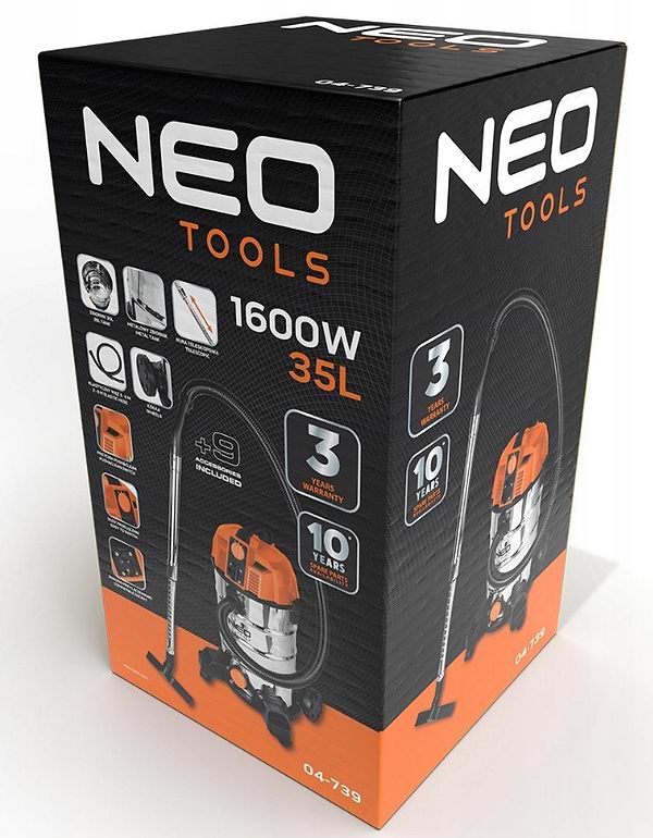 Фото - Пылесос для сухой уборки без мешка Neo Tools 1600Вт (04-739)