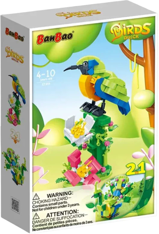 Фото - Пластиковий конструктор Banbao Пташки (247 ел.) 2 в 1:Оранжева пташка/Павич (ET615)