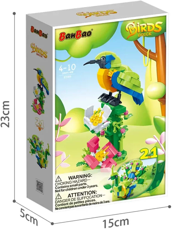 Фото - Пластиковий конструктор Banbao Пташки (247 ел.) 2 в 1:Оранжева пташка/Павич (ET615)