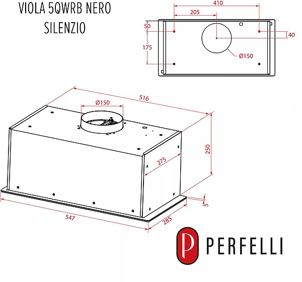 Фото - Вытяжка встраиваемая Perfelli VIOLA 5QWRB NERO SILENZIO
