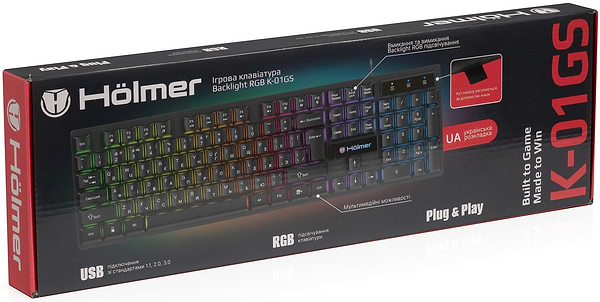 Фото - Клавиатура проводная игровая Holmer с подсветкой (K-01GS)