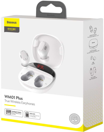 Фото - Навушники вкладиші бездротові TWS Baseus WM01 Plus TWS White (NGWM010002)