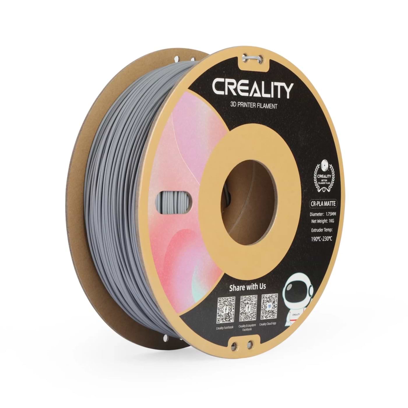 Нитка для PLA-картриджа Creality Filament 1.75 мм Gray (3301010299) - Фото 1