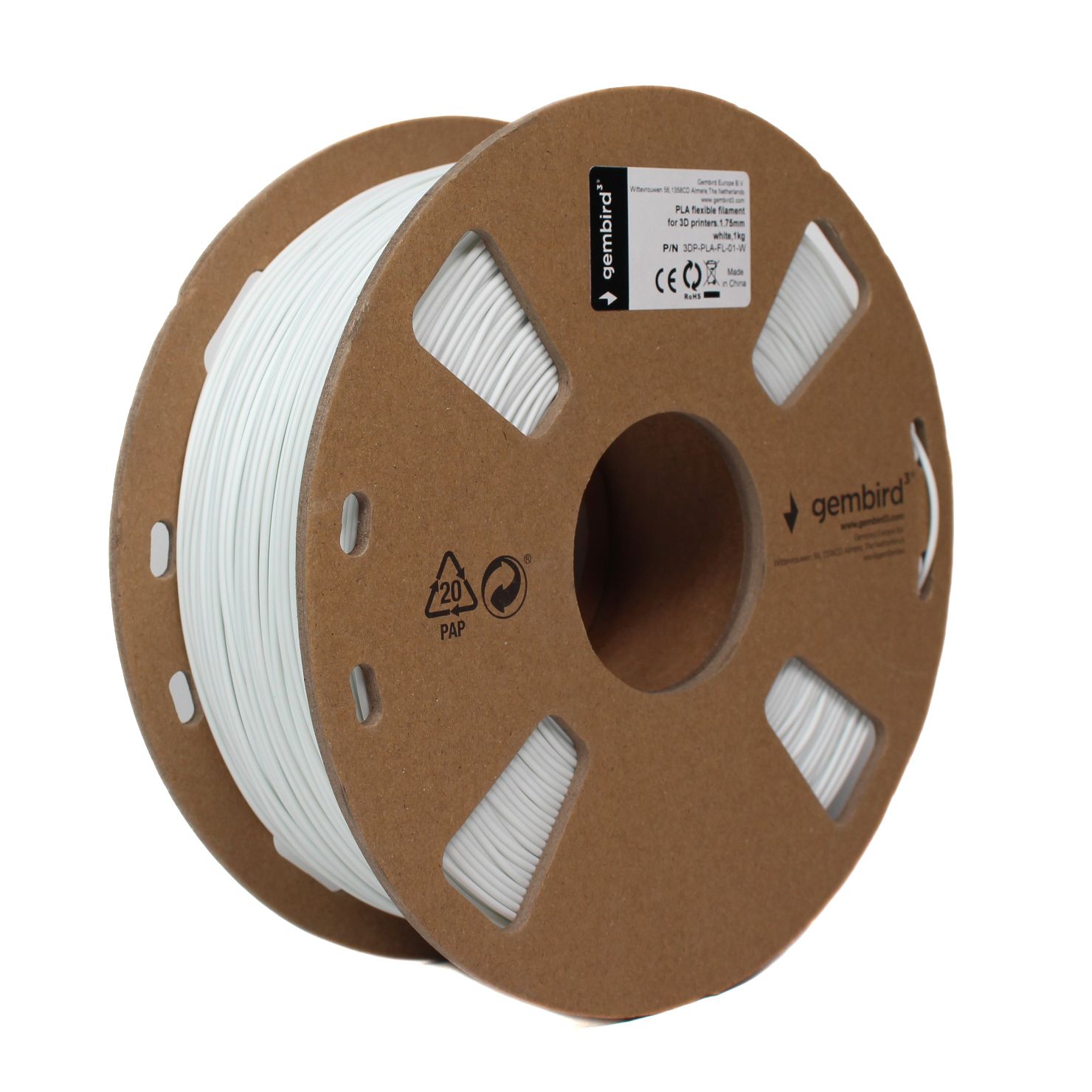 Нитка для PLA-картриджа Gembird White (3DP-PLA-FL-01-W) - Фото 1