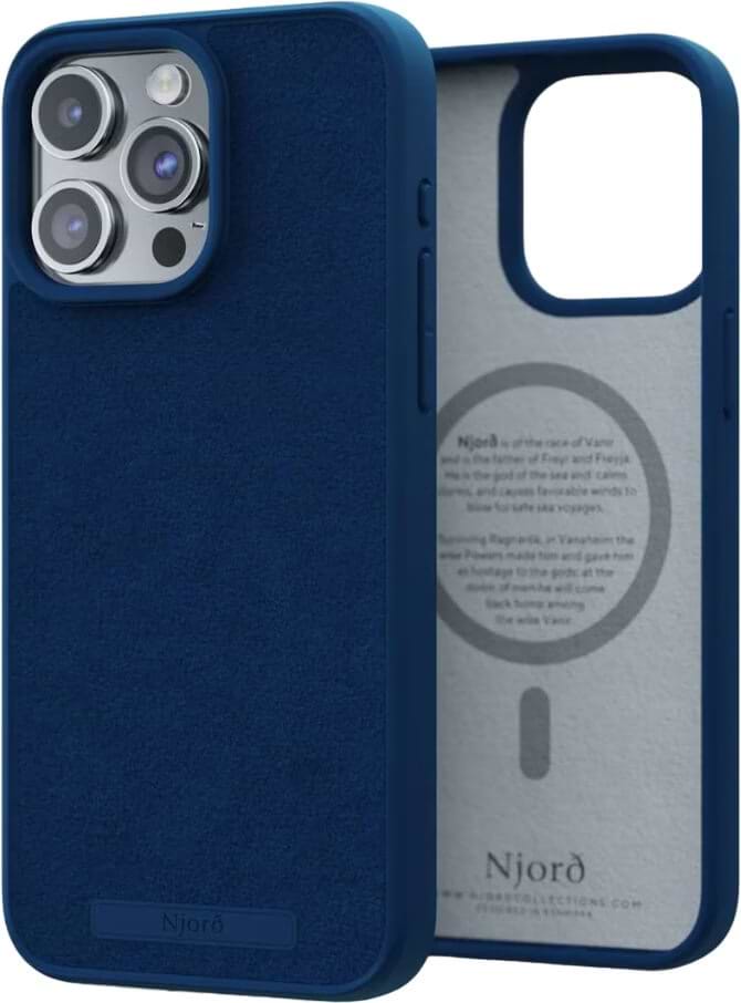 Чехол для смартфона Njord Suede MagSafe Case Navy Blue for iPhone 15 Pro Max (NA54SU01) - Фото 1