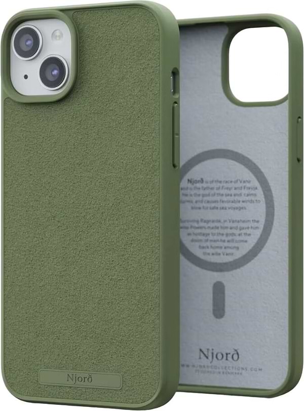 Фото - Чохол для смартфону Njord Suede MagSafe Case Olive for iPhone 15 Plus (NA52SU06)