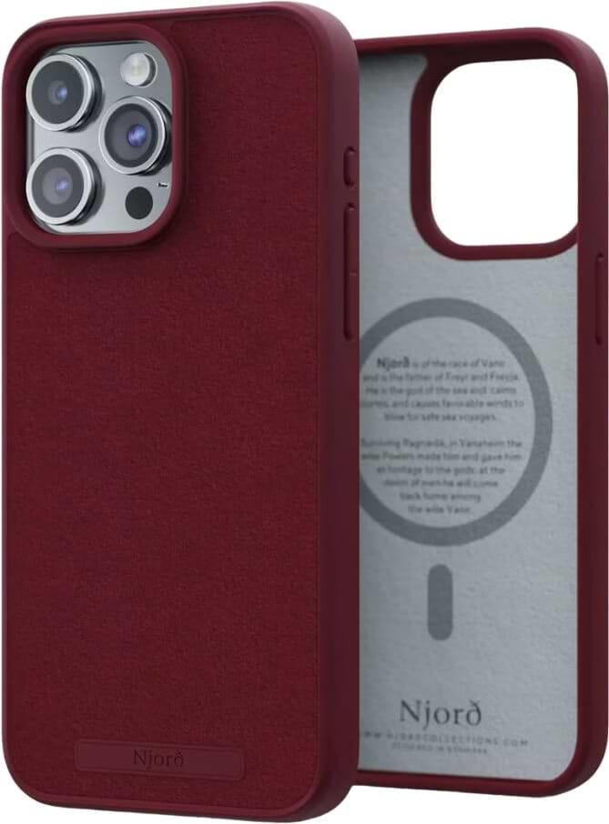 Чехол для смартфона Njord Suede MagSafe Case Crimson Red for iPhone 15 Pro Max (NA54SU11) - Фото 1